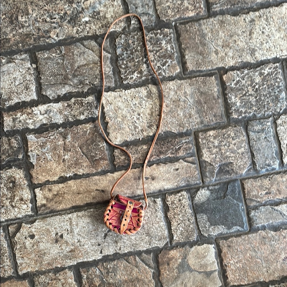 Handcrafted Leather Crossbody Bag - Brown and Red